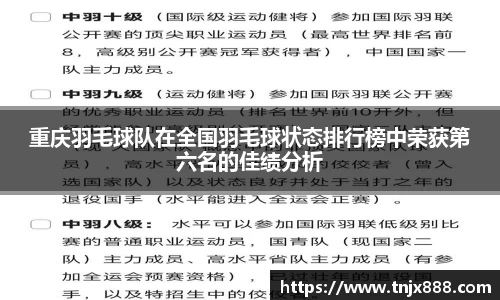 重庆羽毛球队在全国羽毛球状态排行榜中荣获第六名的佳绩分析